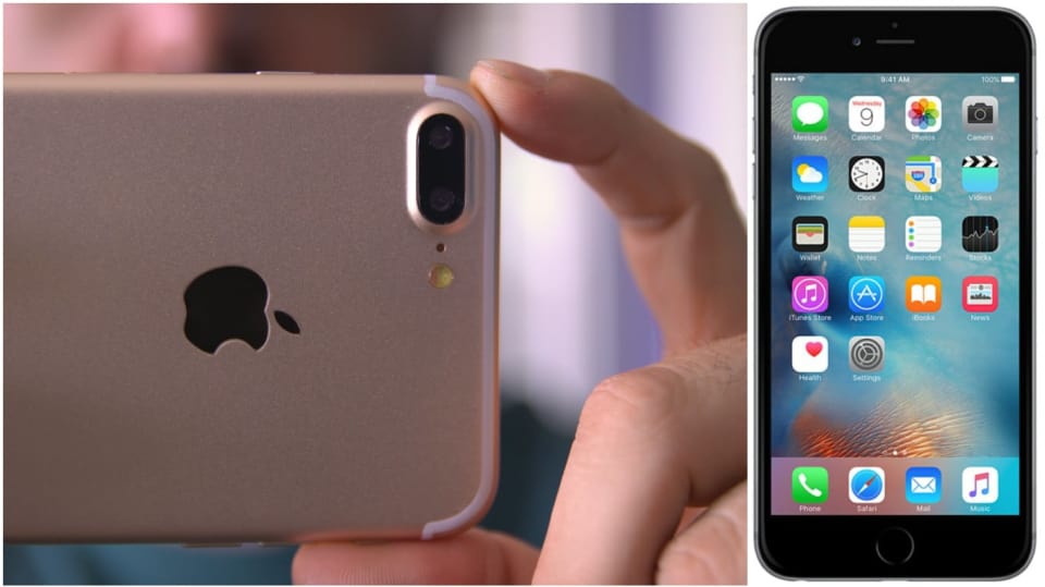 Záda nového iPhonu 7 Plus s dvojitou čočkou fotoaparátu.